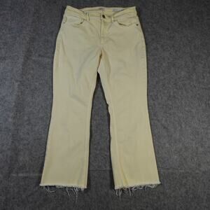 J. Jill Jeans Womens 8 Kick Flare Ankle Yellow‎ Denim Raw Hem